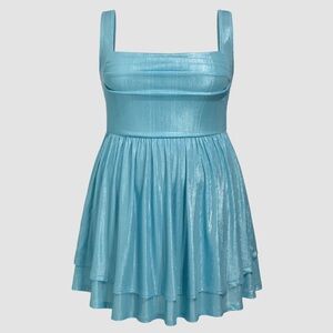 Cider Shimmering Blue Mini Dress